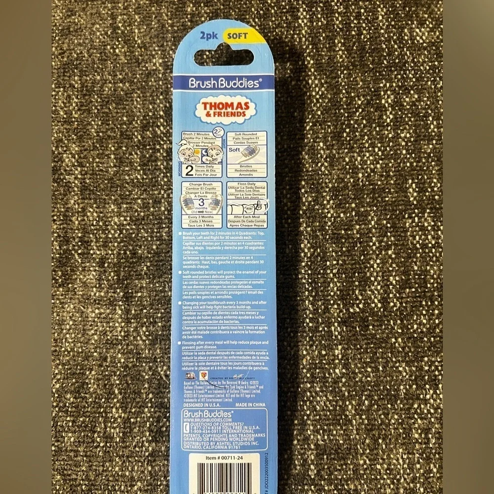 NWT BrushBuddies Toothbrush, Thomas & Friends, Soft, 2 Pack